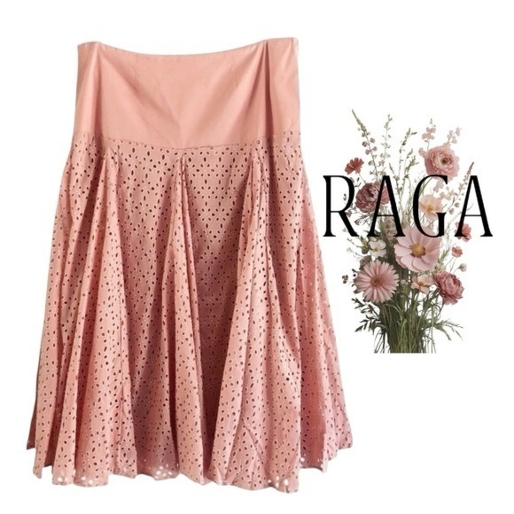 RAGA Drop Waist Eyelet A-Line Skirt SZ L